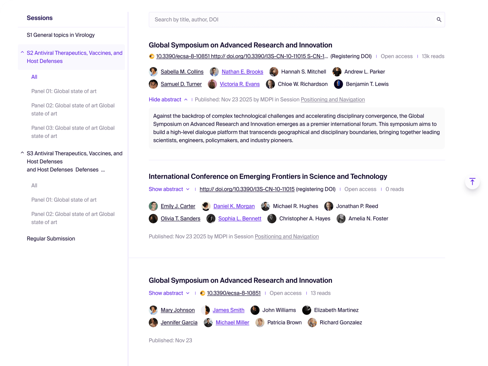 Published submission gallery overview